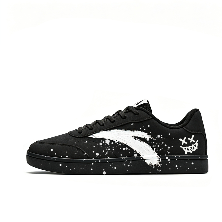 ANTA Skateboard Shoes Men's Low Top Black White Ink Night Star Track