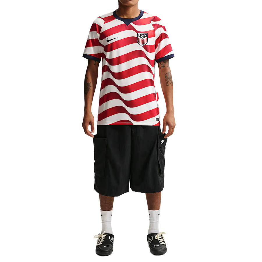 Nike Nike United States National Team Soccer Jerseys Men's Sail White/Midnight Blue/Midnight Blue Crew Neck Moderate