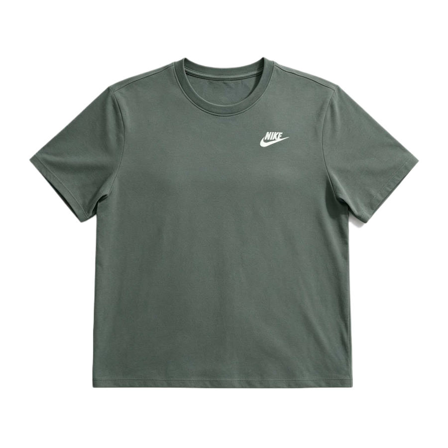 Nike Nike Sportswear Club T Shirts Women's Green Camouflage Crew Neck Moderate