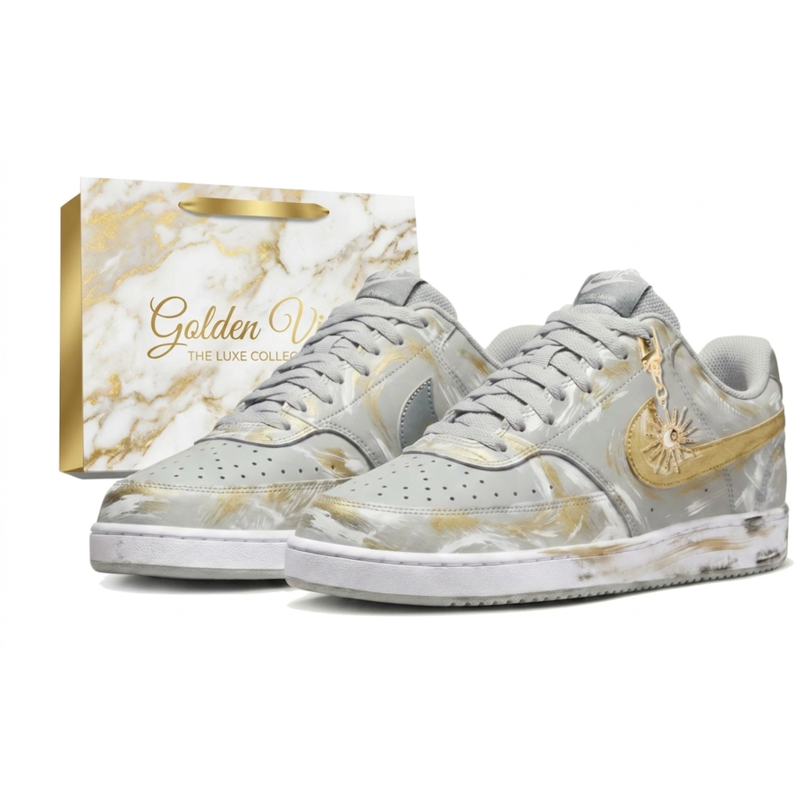 Nike Nike Court Vision Skateboard Shoes Men's Low Top Gray Gold