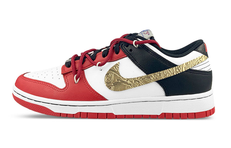 Nike NBA X Nike Dunk Skateboard Shoes Men's Low Top White/Red/Black/Gold