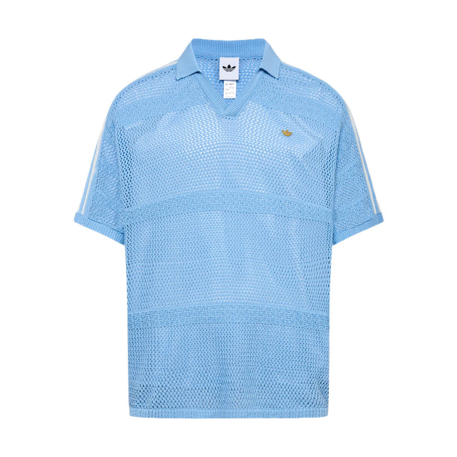 Adidas Originals Polo Shirts Unisex Blue V Neck Moderate