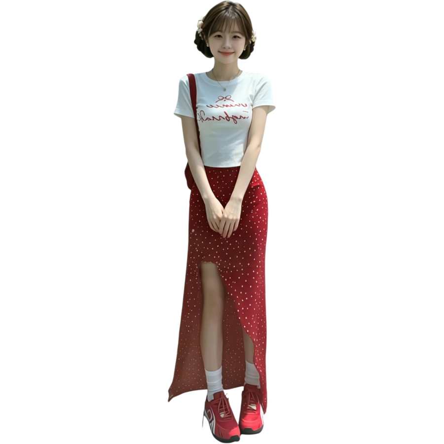 JBBCN Two Piece Skirt Sets Women's Crew Neck Moderate Midi Skirt