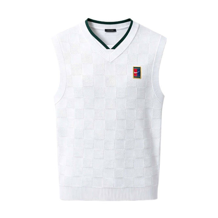 Nike Nike Court Slam Tennis Tops Men's White V Neck Moderate