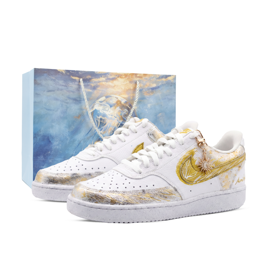 Nike Nike Court Vision Low Skateboard Shoes Unisex Low Top White/Gold