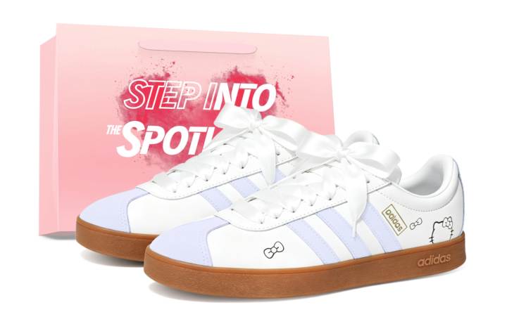 Adidas Adidas VL COURT 2.0 Skateboard Shoes Unisex Low Top White Brown Multicolor Hello Kitty Collaboration