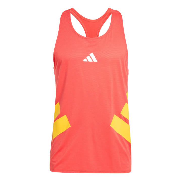 Adidas Adidas Running Tank Tops Men's Bright Red/Sunlight Yellow Crew Neck