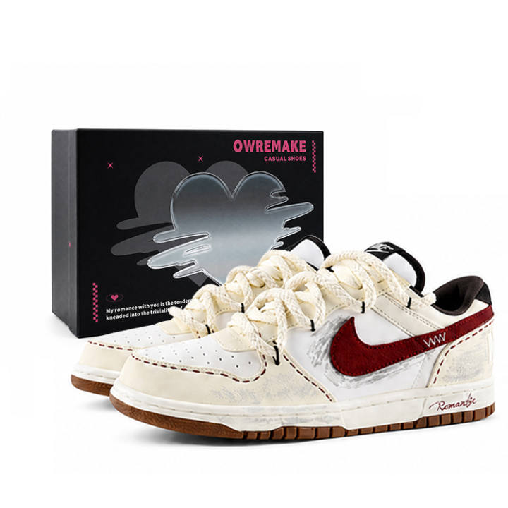 Nike Nike Big Skateboard Shoes Men's Low Top Beige Red
