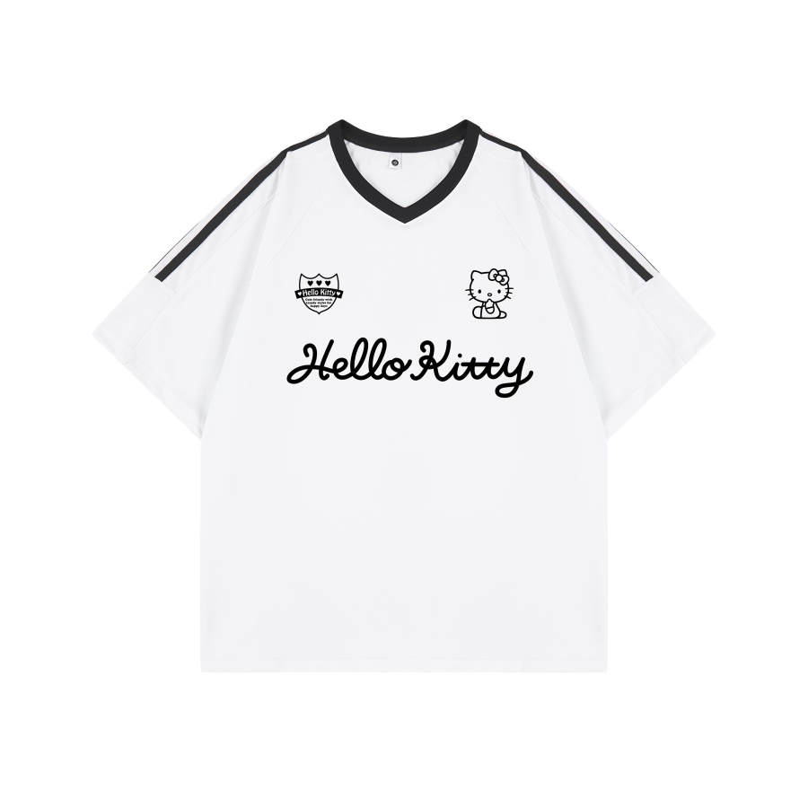 Sanrio Hello Kitty T Shirts Unisex V Neck Moderate Straight Fit