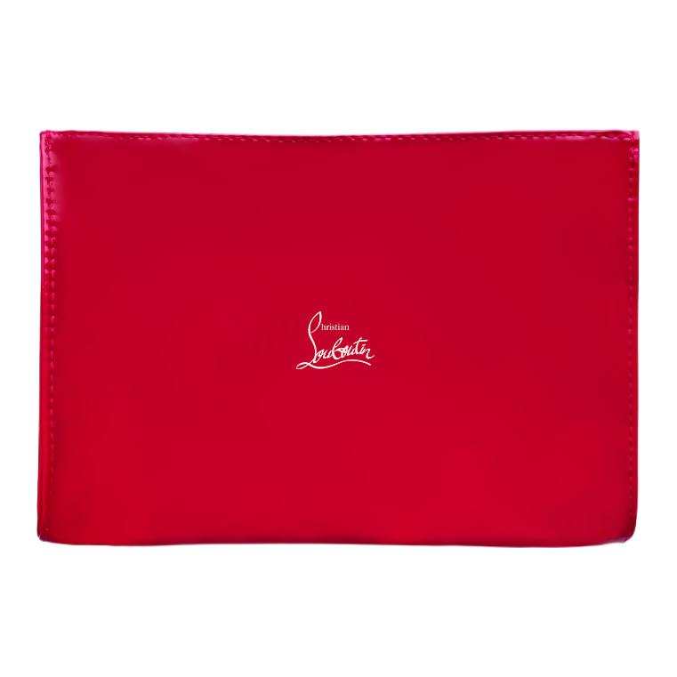 Christian Louboutin CL Red Patent Leather Large Makeup Bag With Zipper
