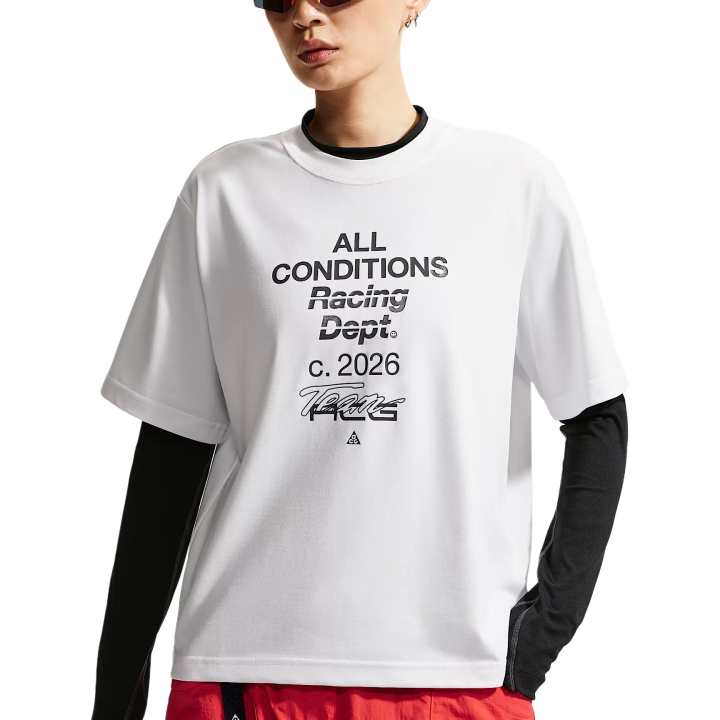 Nike Nike ACG Quick Dry T Shirts Women's Mountain Peak White Crew Neck Moderate