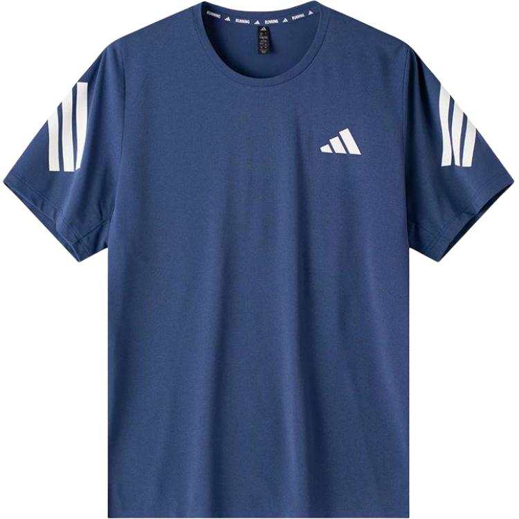 Adidas Adidas T Shirts Men's JZ7692/Technology Indigo/Breeze Fabric/Athleisure Crew Neck Moderate Straight Fit