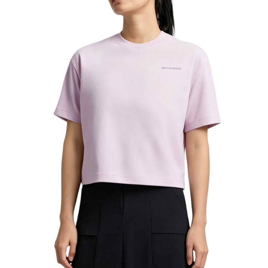 SALOMON T Shirts Women's Lavender Dusty Purple Crew Neck Moderate