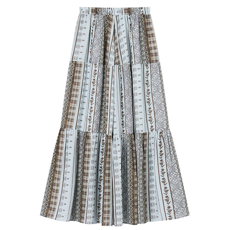 XIANGYING Casual Long Skirts Women's Blue Thin Long Skirt