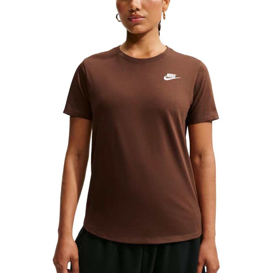 Nike Nike Sportswear Club T Shirts Women's Cocoa Brown Crew Neck Moderate