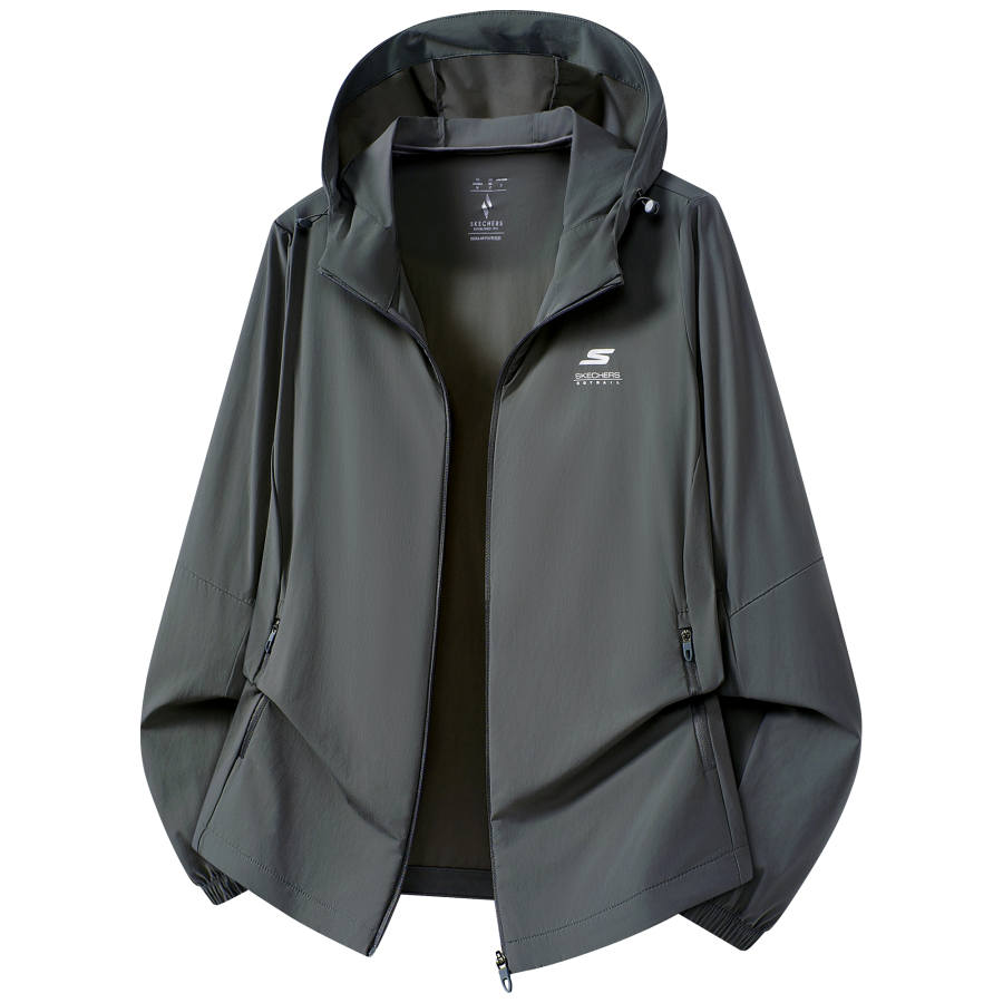 Skechers Sun Protection Clothing Unisex Deep Sea Gray Green Hooded Non Detachable Thin Straight Fit