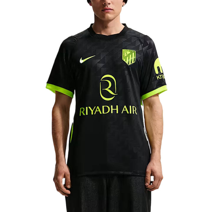 Nike Nike Atletico Madrid Soccer Jerseys Men's Black/Bolts/Bolts Crew Neck Moderate