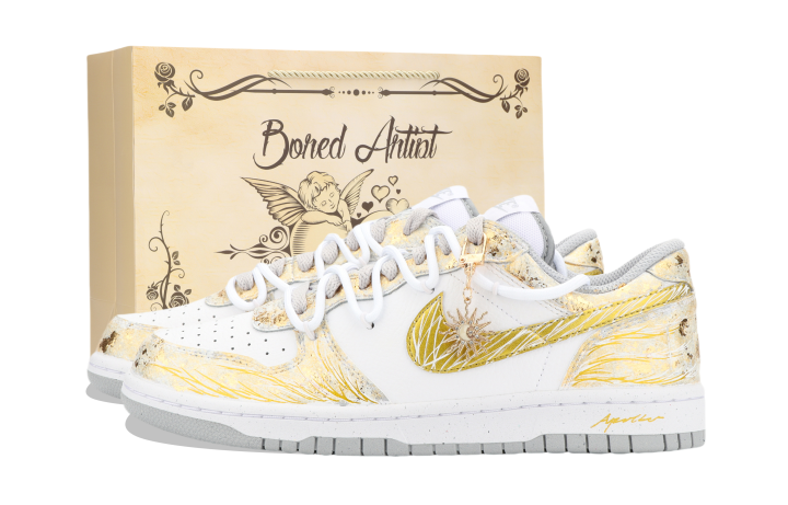 Nike Nike Big Skateboard Shoes Unisex Low Top White/Gold