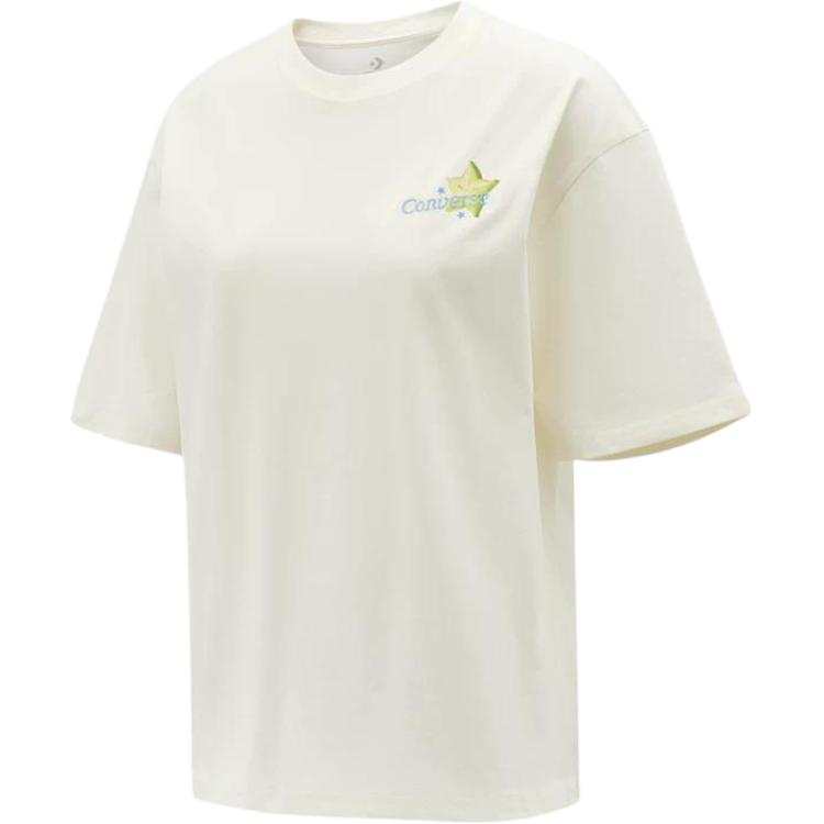 Converse T Shirts Women's White Crew Neck Moderate Straight Fit