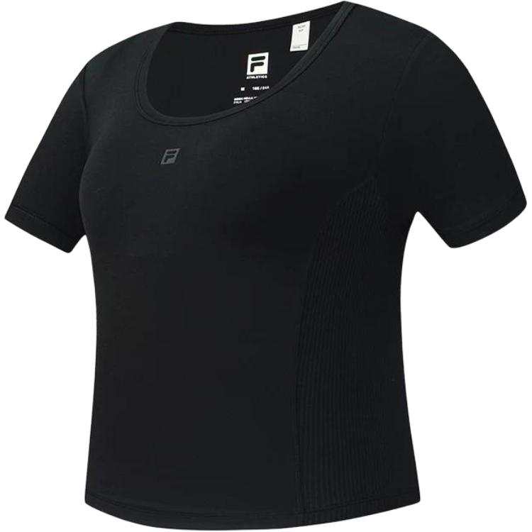 FILA Polo Shirts Women's Pitch Black BK Crew Neck Moderate Nipped In Waist