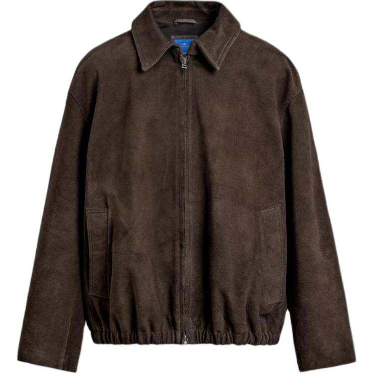 ZARA Aaron Levine Leather Jackets Men's Brown Lapel Moderate