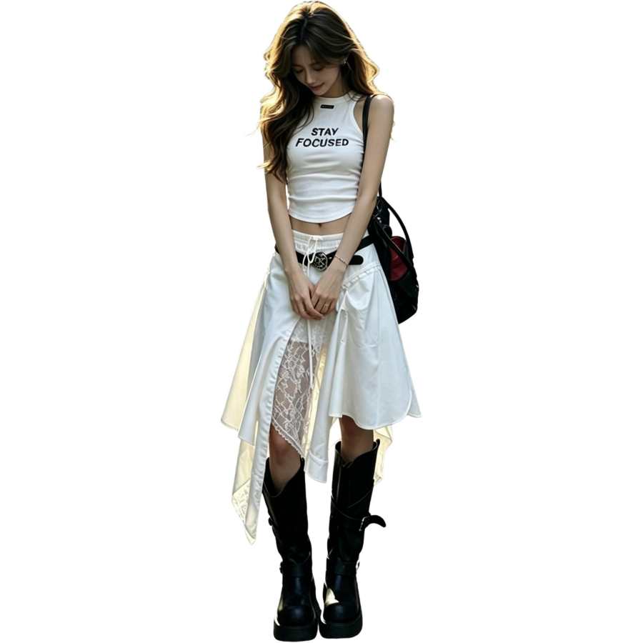 JBBCN Two Piece Skirt Sets Women's Halter Thin Midi Skirt