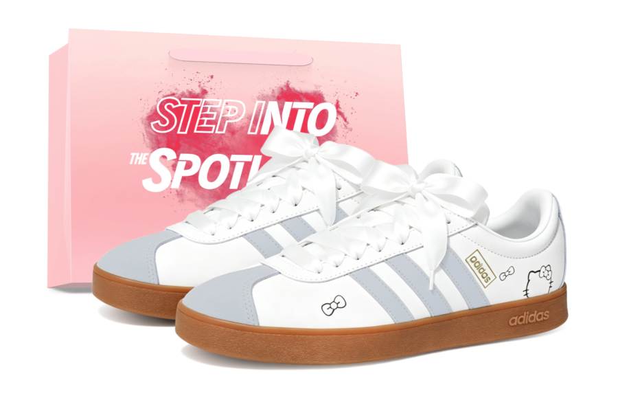 Adidas Adidas VL COURT 2.0 Skateboard Shoes Unisex Low Top White & Gray Hello Kitty Collaboration