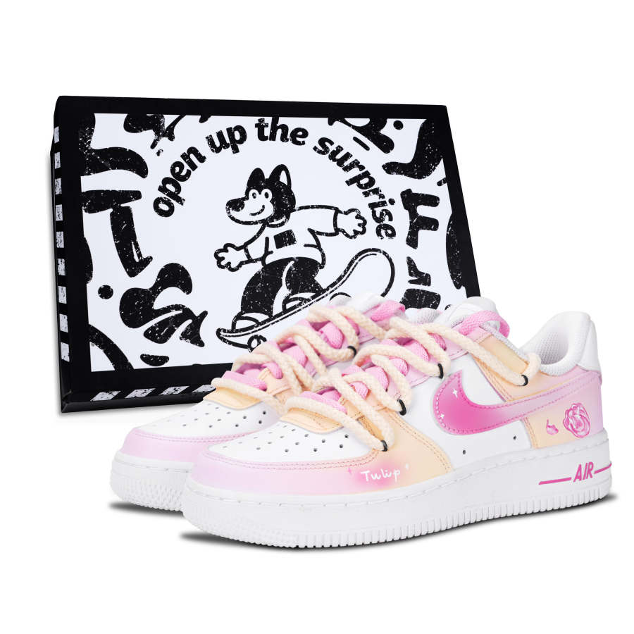 Nike Nike Air Force 1 Skateboard Shoes Unisex Low Top White/Pink/Yellow