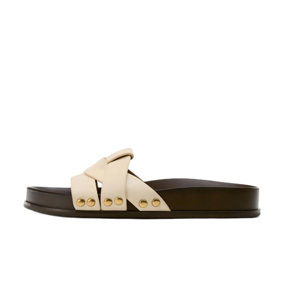 ZARA Slide Slippers Women's Light Beige Yellow