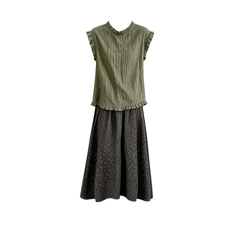 MARIE·COCO Two Piece Skirt Sets Women's Crew Neck Moderate Midi Skirt