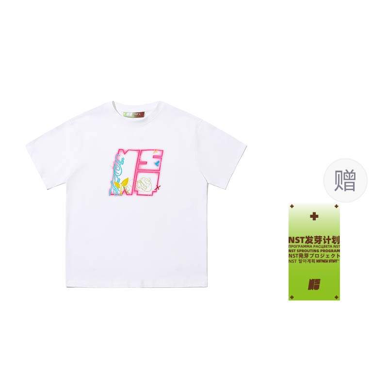 NSTNEW START T Shirts Unisex White Crew Neck Thin Straight Fit