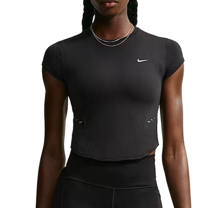 Nike Nike Running T Shirts Women's Black/Cool Gray/Reflective Silver Crew Neck Moderate