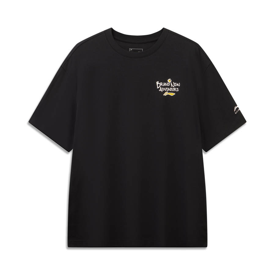 Li-Ning Li Ning Sports Life Collection T Shirts Unisex Black Crew Neck Moderate Straight Fit