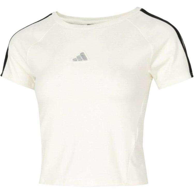 Adidas Adidas T Shirts Women's White/Blue Crew Neck Moderate Straight Fit