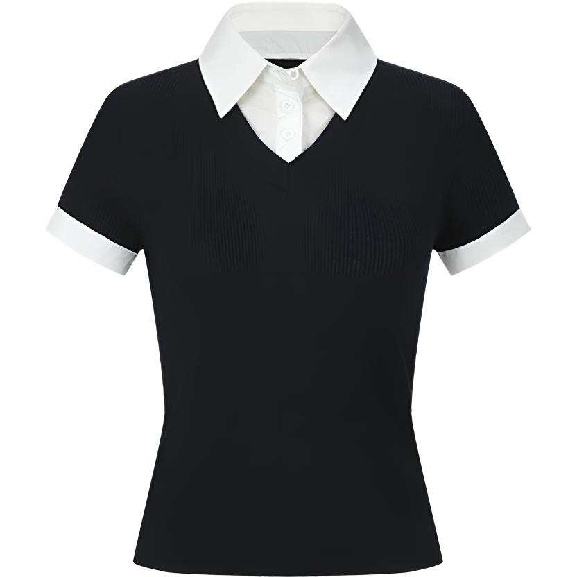 URBAN REVIVO Polo Shirt Knitted Fabric Women's