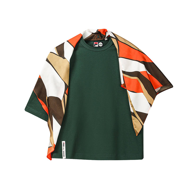 FILA T Shirts Women's Wilderness Green Crew Neck Moderate Straight Fit
