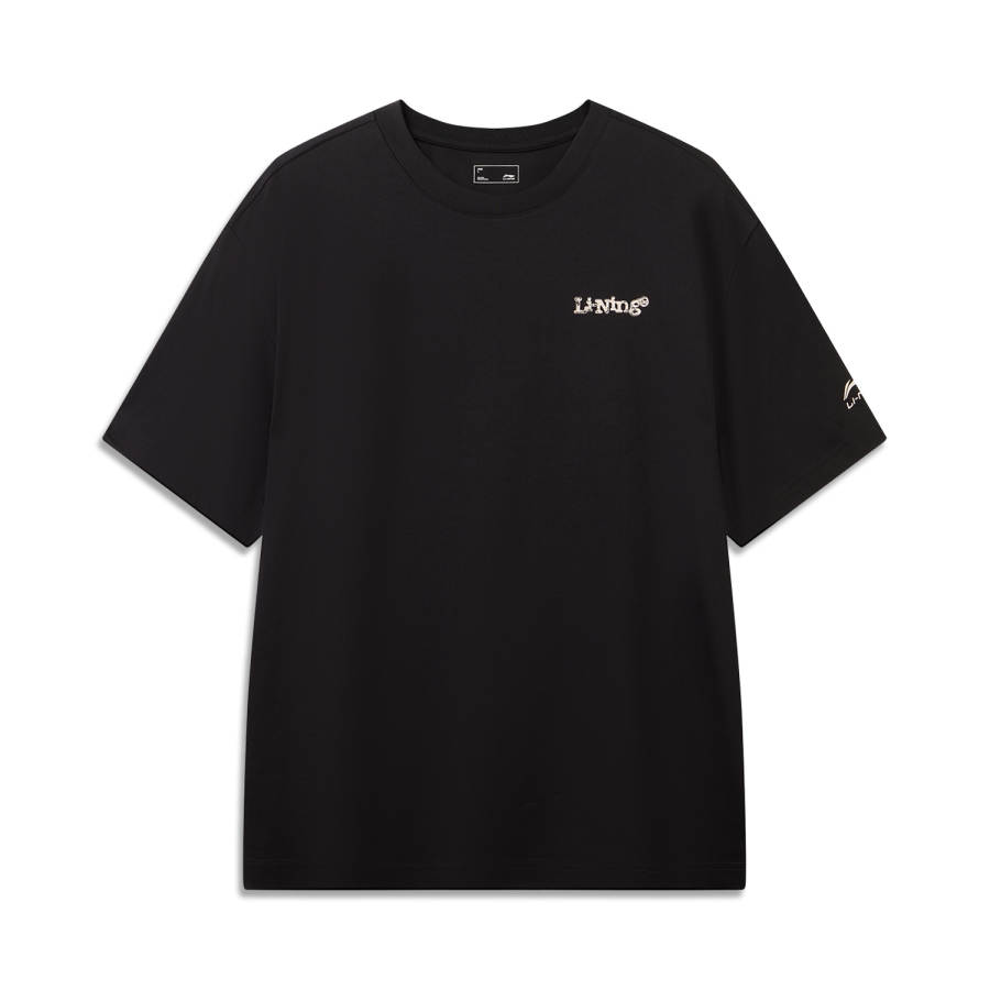 Li-Ning Li Ning Sports Life Collection T Shirts Unisex Black Crew Neck Moderate Straight Fit