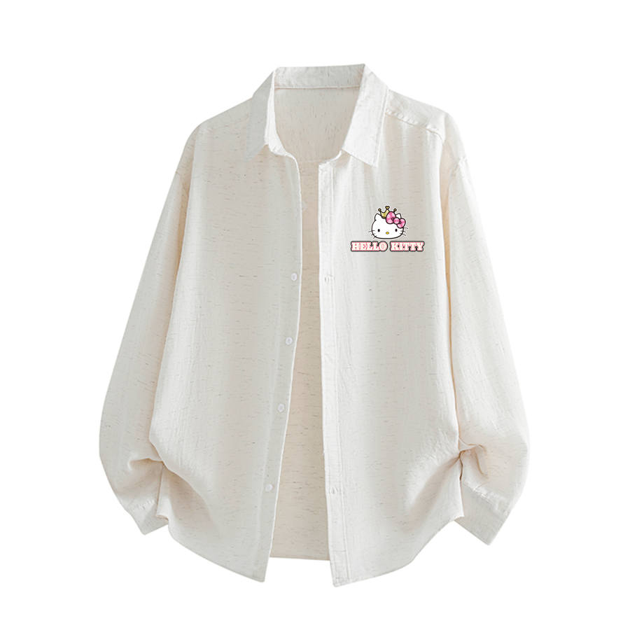 Sanrio Hello Kitty Shirts Women's Lapel Thin Straight Fit