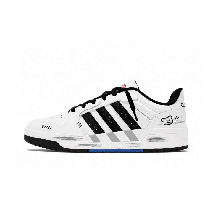 Adidas Adidas ENTRAP Skateboard Shoes Unisex Low Top White Black Graffiti Color Block