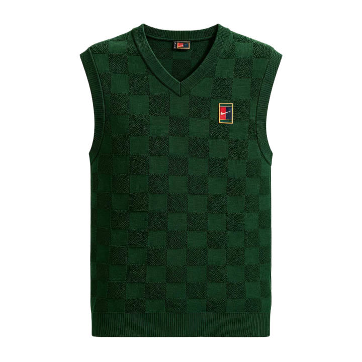 Nike Nike Court Slam Tennis Tops Men's Canyon Green V Neck Moderate