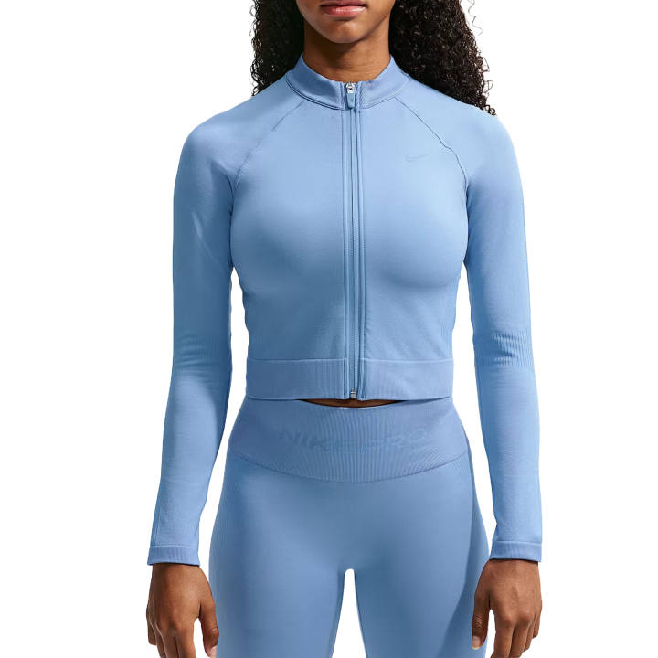 Nike Nike Pro Fitness Clothing Women's Work Blue Stand Collar Moderate