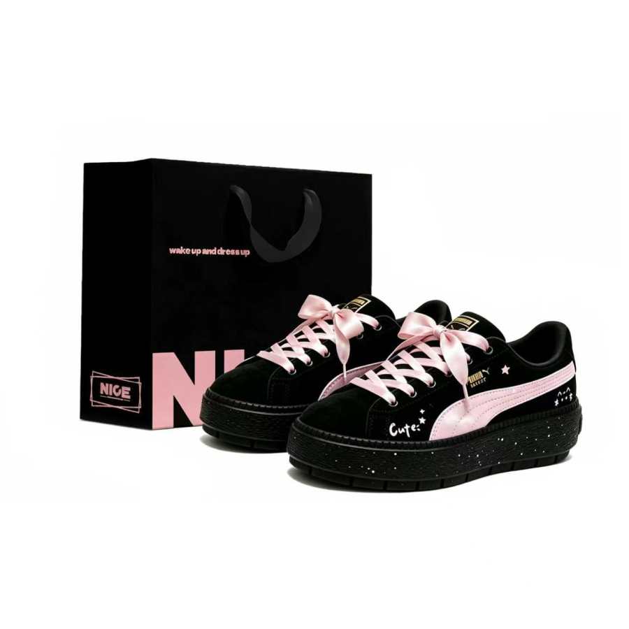 PUMA Platform Trace Skateboard Shoes Women's Low Top Powder