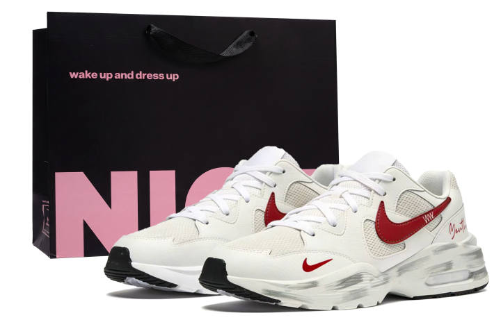 Nike Nike Air Max Fusion Synthetic Leather, Leather Abrasion Resistant Low top Running Shoes Men's Beige Red