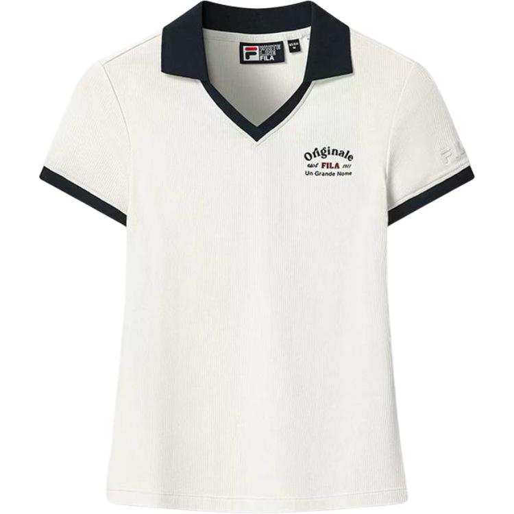 FILA Polo Shirts Women's Cloud White WT Lapel Moderate Straight Fit