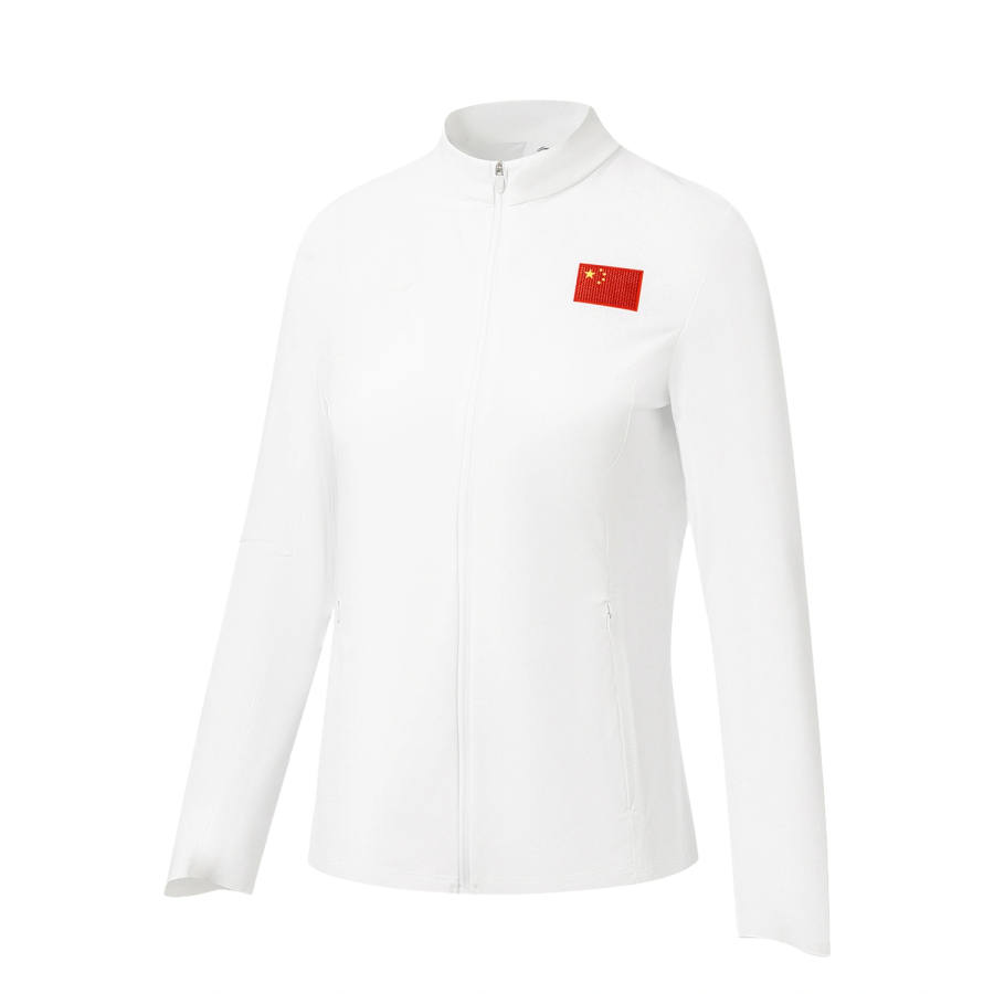 Li-Ning Li Ning Qingmu Jackets Women's White Stand Collar Moderate Straight Fit