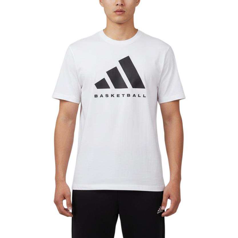 Adidas Adidas BASKETBALL T Shirts Men's White Crew Neck Moderate