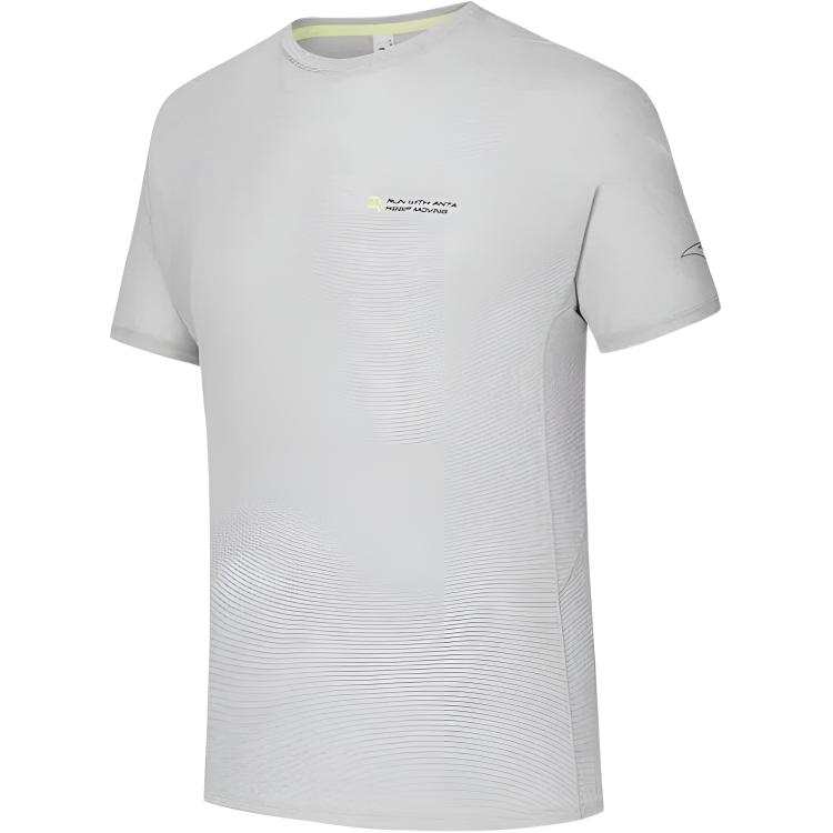 ANTA Running Collection Running T Shirts Men's Pure Porcelain White Crew Neck Moderate
