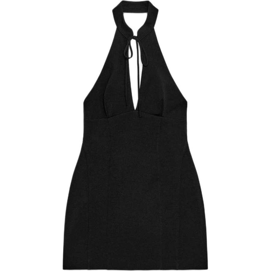 ZARA Sleeveless Dresses Women's Black Halter Moderate Short Skirt Other