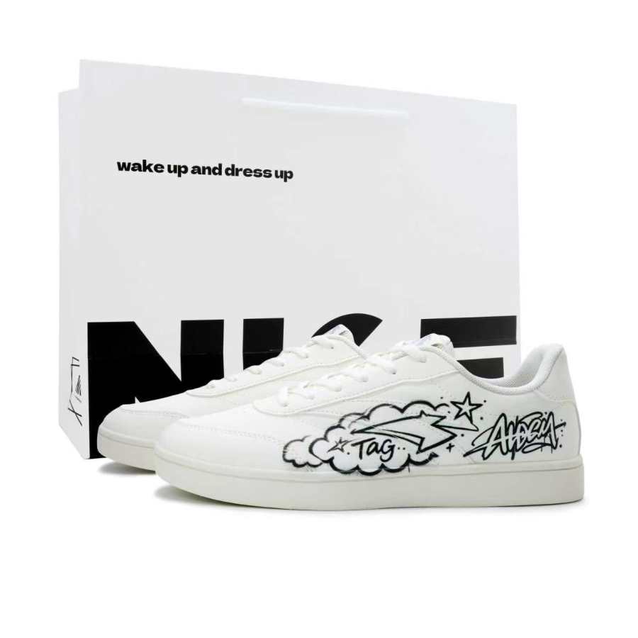 ANTA Active Skateboard Shoes Men's Low Top Black/White