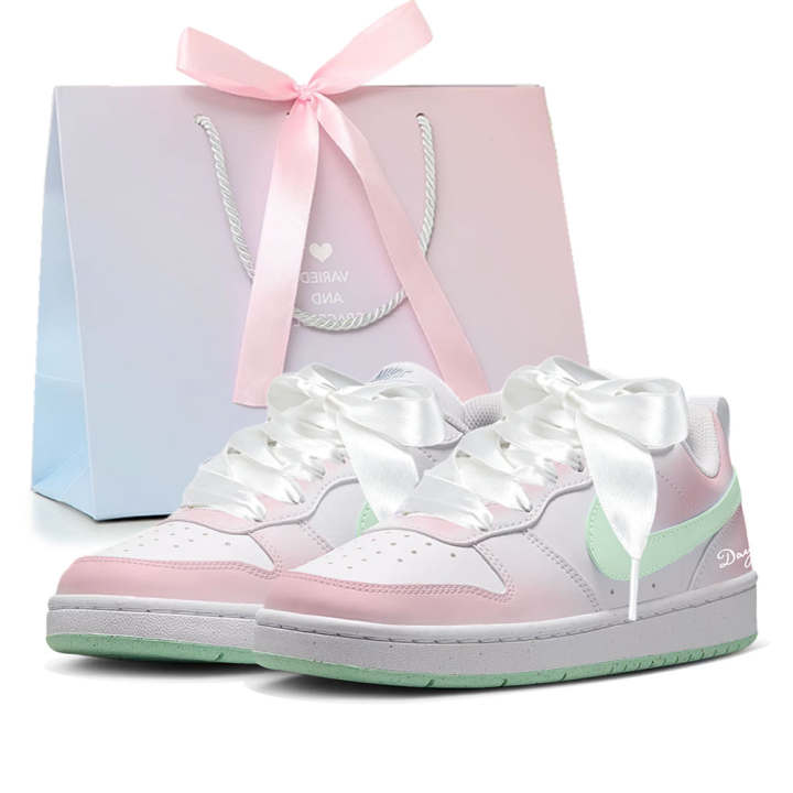 Nike Nike Court Borough Skateboard Shoes Women's Low Top Pink//White/Blue